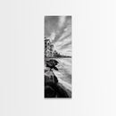 Coastal Resort Scene, Waves Rocks Hotel, Tropical Vacation Art, Beach House Wall Decor, Canvas Print, Living Room Style, Coastal Minimalist