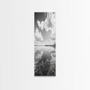 Lake Reflection, Calm Waters, Cloudy Sky, Minimalist Landscape, Framed Canvas Print, Neutral Living Room Art, Tranquil Nature Scene