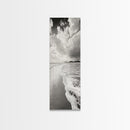 Beach Horizon, Ocean Calm, Foamy Shore, Black White Coastal Art, Canvas Print, Bathroom Decor, Peaceful Coastal Minimalist Style