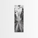 Coastal Forest Path, Nature Trail, Ocean View, Black and White, Framed Canvas Print, Entryway Wall Art, Rustic Decor, Landscape Photography