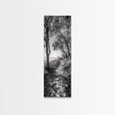Lakeside Pathway Scene, Forest Walk Tranquility, Coastal Trail Mood, Framed Canvas Print, Nature-Lover Bedroom Wall Art, Cabin Wall Art