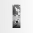 Seagull, Ocean Breeze, Beach Minimalism, Tranquil Shoreline, Seagull Photo Art, Coastal Framed Canvas Print, Bathroom Wall Decor