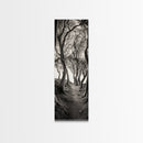 Twisted Trees, Enchanted Path, Forest Tunnel, Autumn Mood, Mystical Nature Framed Canvas Print, Fall Entryway Wall Art, Rustic Decor