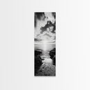 Sunset Shore, Tranquil Waters, Coastal Cove, Golden Glow Canvas Print, Beach House Living Room Wall Art, Seaside Summer Decor