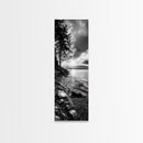 Tree Shoreline, Tranquil Water, Sunset Reflection, Peaceful Horizon, Framed Canvas Print, Nature Photography, Cabin Wall Art