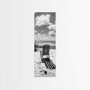 Seaside Chair View, Coastal Calm, Ocean Horizon, Beach Serenity, Framed Canvas Print, Living Room Wall Art, Relaxing Summer Vibe