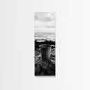 Metal Cup, Shoreline Still Life, Rustic Seaside, Canvas Print, Vintage Aesthetic, Coastal Kitchen Wall Art, Minimal Beach Mood