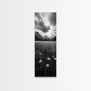 Wildflower Field, Alpine Meadow, Mountain Backdrop, Nature Print, Serene View, Framed Canvas Print, Living Room Wall Art, Rustic Farmhouse Decor