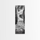 Ocean Gap, Cliffside Horizon, Black White Waves, Framed Canvas Print, Modern Coastal Wall Art, Nautical Living Room Decor,  Nature Decor
