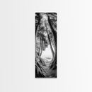 Forest Path, Ocean View, Tall Trees, Canvas Print, Black and White Nature Art, Entryway Wall Art, Rustic Woodland Aesthetic, Bedroom Wall Art