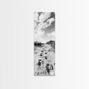 Sandy Trail, Dune Path, Footprints Grass, Canvas Print, Fall Coastal Decor, Boho Entryway Art, Black and White Beach Landscape