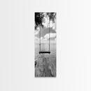 Lakeside Swing Stillness, Serene Water View Print, Peaceful Dock Photography, Canvas Print, Tranquil Bedroom or Office Wall Art