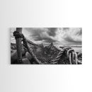 Fishing Net, Stormy Shore, Maritime Nostalgia, Rugged Rope Art, Framed Canvas Print, Nautical Living Room Wall Decor