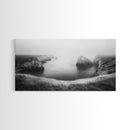 Serene Fog Cliffs, Dreamy Coastline, Soft Light Seascape, Canvas Print, Tranquil Bedroom Wall Art, Minimal Nature Photography