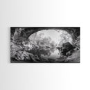 Cave Entrance Lake, Hidden Forest View, Rock Reflection Water, Canvas Print, Hallway Wall Art, Adventure Wilderness Decor, Minimalist Style