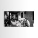 Porch Shadows Light, Rustic Patio, Black and White Decor, Farmhouse Entryway, Framed Canvas Print, Country Kitchen Wall Art, Bedroom Wall Art