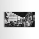Porch Lake View, Rustic Escape, Cabin Life, Vintage Charm, Framed Canvas Print, Entryway Wall Art, Country Home Aesthetic, Cozy Style