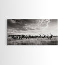 Elk Herd, Prairie Wildlife, Autumn Nature, Rustic Landscape, Framed Canvas Print, Western Wall Decor, Cabin Art, Living Room Print
