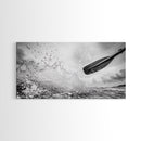 Water Splash Paddle, Adventure Photography, Kayaking Ocean Scene, Framed Canvas Print, Modern Bathroom or Coastal Wall Art