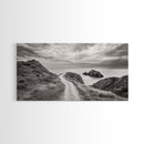 Coastal Cliff Path, Ocean View Trail, Windswept Grass Art, Seaside Wall Decor, Framed Canvas Print, Bedroom Art, Nature Lover Gift