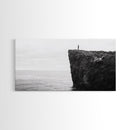 Ocean Cliff, Brave Explorer, Minimal Landscape, Adventure Wall Art, Framed Canvas Print, Modern Home Decor, Inspirational Office Art
