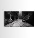 Sandstone Canyon Light, Desert Rock Passage, Dramatic Cliff Scene, Framed Canvas Print, Adventure Art, Hallway or Den Wall Decor