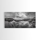 Reflected Cliffs, Stormy Sky, Coastal View, Dramatic Landscape, Canvas Print, minimalist art, office decor, moody black and white wall art