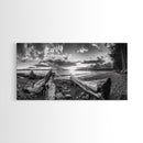 Driftwood Coastline, Rocky Beach Sunset, Nature Wall Art, Framed Canvas Print, Rustic Lake House Decor, Fall Coastal Aesthetic