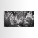 Ocean Splash, Sea Foam, Abstract Water, Coastal Waves, Framed Canvas Print, bathroom wall art, modern ocean photography, moody water art
