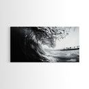 Ocean Wave Curl, Surf Tunnel, Tropical Coastline, Framed Canvas Print, Coastal Wall Art, Beach House Decor, Nature Photography