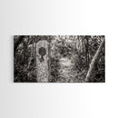 Trail Marker, Wooded Path, Rustic Forest, Natural Journey, Framed Canvas Print, farmhouse decor, nature lover gift, Autumn entryway art