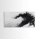 Abstract Wave, Black White, Modern Ink, Ocean Motion, Canvas Print, Minimalist Art, Office Wall Decor, Contemporary Coastal Style