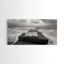 Ocean and Book, Moody Literary Print, Surreal Seascape Art, Framed Canvas Print, Library or Reading Nook Wall Decor, Dark Academia