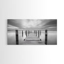 Wooden Dock Scene, Peaceful Lake Sunset, Minimalist Waterfront, Canvas Print, Zen Bedroom Wall Art, Tranquil Meditation Decor