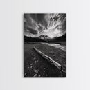 Mountain Sunrise Drift, Alpine Peak Glow, Majestic Morning View, Framed Canvas Print, Entryway Wall Art, Moody Nature Decor, Cabin Style