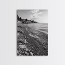Pebble Beach, Tranquil Coastline, Coastal Stones, Sunrise Shore, Canvas Print, Bathroom Wall Art, Ocean Photography, Beach House Decor