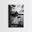 Lake Cabin Path, Nordic Forest Retreat, Nature Escape, Canvas Print, Cozy Wall Art, Scandinavian Decor, Fall Rustic Living Room Art