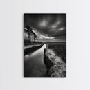 Misty Marsh Path, Moody Landscape, Nature Wall Decor, Living Room Art, Canvas Print, Black and White Photography, Autumn Wall Art