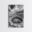 Natural Stone Pool, Sky Reflections, Framed Canvas Print, Bathroom Wall Art, Earthy Neutral Decor, Minimalist Landscape