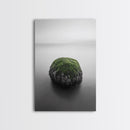 Moss Rock Minimal, Green Accent Art, Coastal Zen Decor, Framed Canvas Print, Modern Neutral Room, Nature Wall Aesthetic