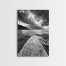 Stormy Sea, Paddle Board, Dramatic Sky, Ocean Adventure, Framed Canvas Print, Den Wall Art, Nautical Minimalist Decor, bedroom wall art