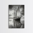 Sailboat Reflections, Calm Waters, Stormy Sky, Canvas Print, Nautical Wall Art, Office or Den Decor, Classic Maritime Photography
