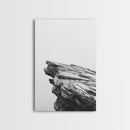 Weathered Cliffside, Coastal Rock, Modern Minimalism, Nature Decor, Framed Canvas Print, Neutral Tones, Office Wall Art, Beachy Aesthetic