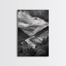 Mountain Valley, Rainbow River, Forest Panorama, Cloud Drama, Framed Canvas Print, Living Room Wall Art, Tranquil Nature, Scenic Beauty