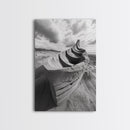 Sand Boat, Beach Sculpture, Dramatic Clouds, Textured Art, Framed Canvas Print, nautical wall art, coastal boho decor, modern beach print
