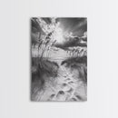 Beach Path, Seagrass Sunset, Radiant Sky, Coastal Light, Framed Canvas Print, coastal farmhouse decor, entryway art, sunshine beach scene