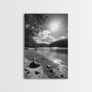 Ocean Shoreline, Serene Landscape, Coastal Photography, Canvas Print, Modern Nature Decor, Living Room Wall Art, Black and White Art