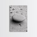 Smooth Beach Stone, Minimalist Sand Texture, Natural Balance, Canvas Print, Spa Room Wall Art, Calm Earthy Interior Style