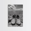 Ocean Fins, Coastal Escape, Underwater Adventure, Canvas Print, Beach Bathroom Wall Art, Nautical Photography, Black and White Decor