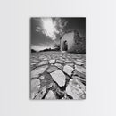Desert Archway, Stone Ruins, Sunny Sky, Canvas Print, Rustic Travel Wall Art, Mediterranean Decor, Minimalist Earthy Aesthetic